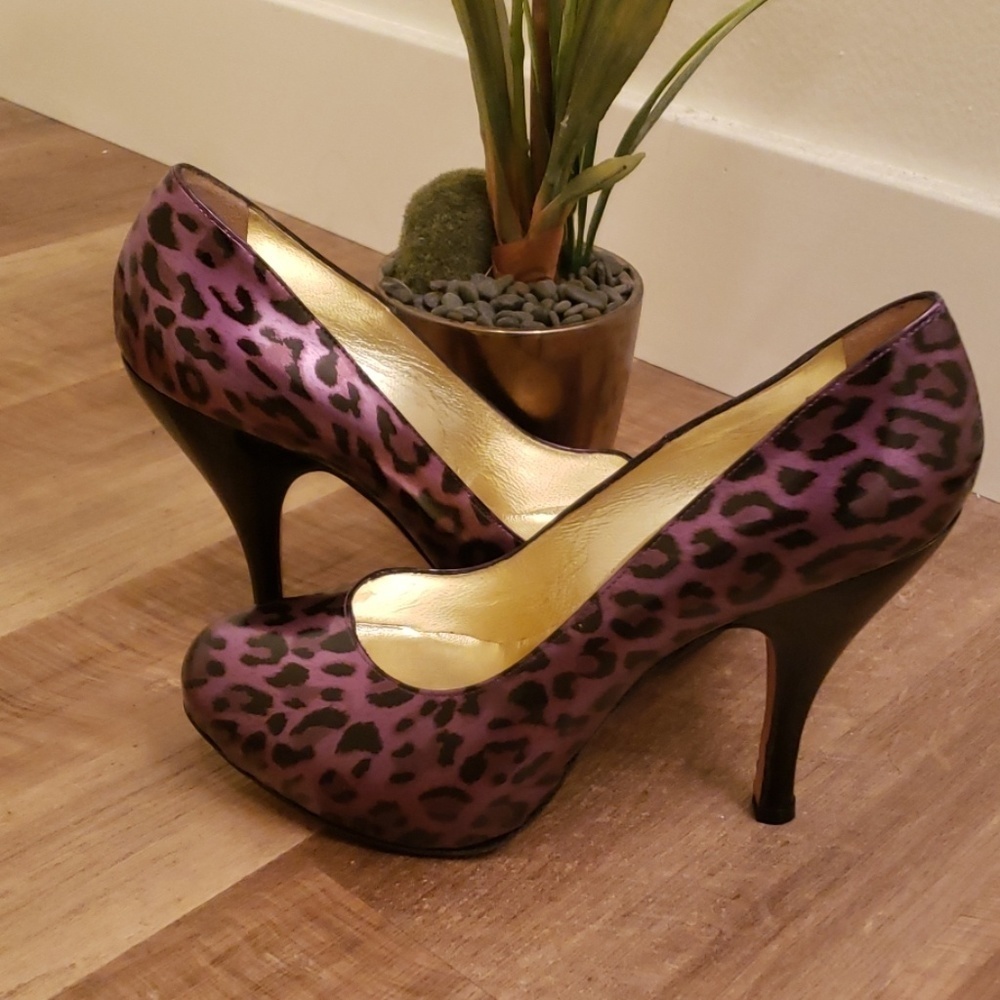 Georgina Goodman Purple Leopard Round Toe Pumps | Indie Sleaze Heels - Picture 3 of 7